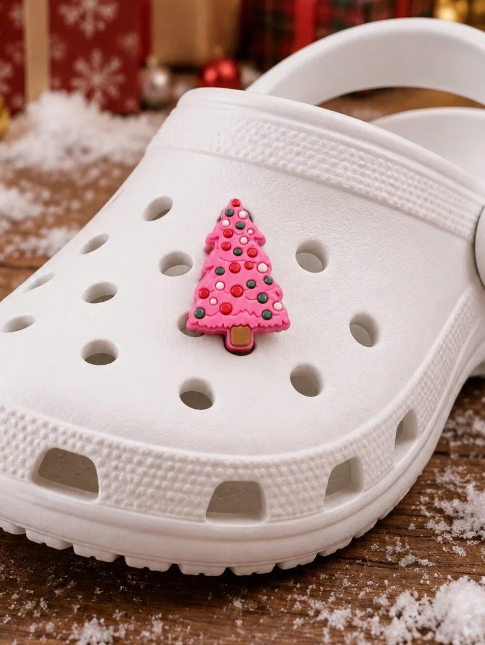 Pink Frosted Christmas Tree Croc Shoe Charm Sweet Holiday Coquette Jibbitz Style